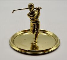 1925 English Brass Novelty Brass Golf Tray Empty Pocket Change Dish Card Holder picture