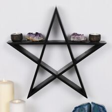 Light Duty Black Sacred Pentagram Star Wicca Wall Floating MDF Wood Shelf Decor picture