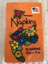VINTAGE Halloween Orange Disposable Party Napkins NOS Made in USA SEALED {D} picture