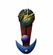 David Scherer Signed Colorful Pendulum Wall Clock Battery Powered Contemporary picture