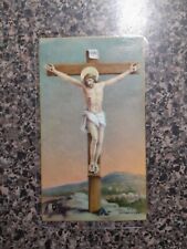 Vintage Jesus Christ INRI Laminated Funeral Holy Card 1985 picture