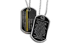 Thin Gold Line Distress Flag Dispatcher Prayer Dog Tag- 911 Communications picture