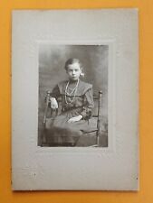 Antique 1880s Cabinet Card Seated Girl in Chair w/ Pearl Necklace 5