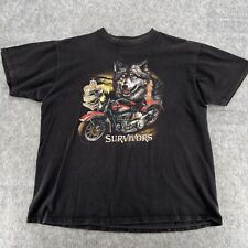 Vintage 1991 Harley Davidson Mens Black 3D Emblem Survivors Logo T Shirt Size XL picture