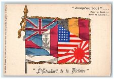 WWI Postcard Allies Flag USA Japan Hand Made c1910's Unposted Antique picture