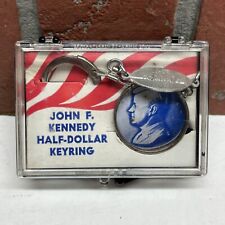Vintage JFK John F Kennedy KEYCHAIN Half Dollar HOLDER KEYRING In Box NOS picture