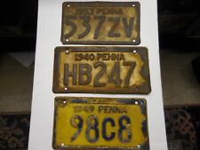{3} PA.~ Penna. VINTAGE License Plates 1940+1949+1953~Patina/rusty  EXPIRED picture