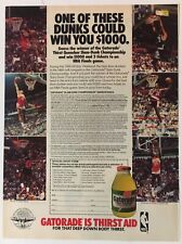 Gatorade Slam Dunk Michael Jordan Spud Webb 1988 Vintage Print Ad 8x11 Inches picture