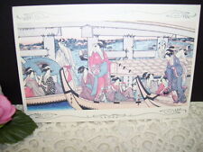 Postcard Japanese Woodblock Print Ryogoku-Bashi Bridge by Utamaro Kitagawa picture