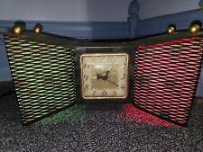 UNITED CLOCK ATOMIC SPACE AGE ARCHITECTURE MODERN BRASS TV TABLE LAMP  1950’s picture