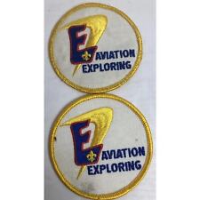 Boy Scouts BSOA Aviation Exploring Patches Two Gold Border 3 Inch x 3 Inch picture