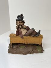 1986 Tom Clark Gnome HOBO Signed Figurine Train BOXCAR Smoking Cigar picture