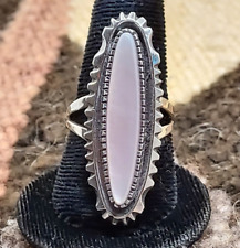 Navajo Ring Sz 9 Pink Mussel Shell Silver Vintage Collectible Native American US picture
