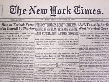 1948 OCTOBER 15 NEW YORK TIMES - DEWEY SAYS TRUMAN REGIME TIRED - NT 4430 picture