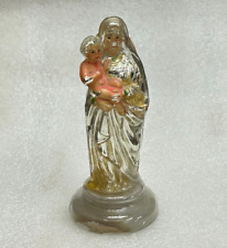 OLD VINTAGE MADONNA WITH CHILD SHINNING SILVER HOLLOW GLASS STATUE / FIGURINE picture