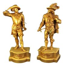 Statues, Pair of Gold Painted Metal, Vintage, Don Juan, Don Cesar, 21 x 8, 1900s picture