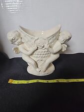 Vintage Cherub Angels Planter/Vase Porcelain Roses Two Cherubs with Wings picture