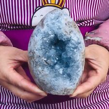1580G HUGE Natural Blue Celestite Crystal Geode Cave Mineral Specimen 2317 picture
