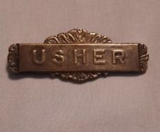Vintage Usher Metal Badge Lapel Pin Church Theater Wedding Attendant Uniform (J) picture