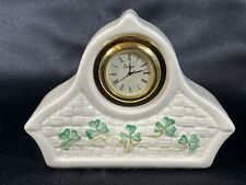 Killarney Shamrock Irish Clover Beleek porcelain Desk Clock, Needs Battery WORKS picture