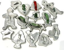 Lot Of 14 VINTAGE 30s-60s TIN COOKIE CUTTERS WITH  HANDLES Holiday, Christmas+ picture