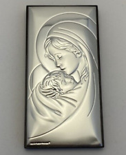 Vintage Icon Silver Beltrami Mary Jesus Mother Italy Case Wood Mark Rare Old 20c picture