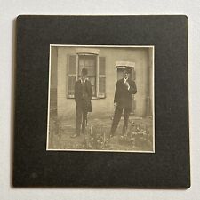 Antique Cabinet Card Photograph Dapper Charming Men Outside Bowler Hat Suits picture