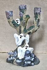 Resin Ghost Tree Haunted Graveyard Taper Candle Holder Halloween Creepy Horror picture