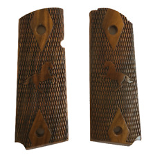 Dark Walnut Checkered Walnut Wood Grips for Colt 1911 .45 Repro (Designer Horse) picture
