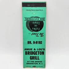 Vintage Matchbook Angie & Lou's Bridgeton Grill Bridgeton New Jersey picture