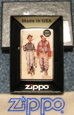 ZIPPO NORMAN ROCKWELL  Lighter FISHING 48987 2 MEN AND A DOG Sealed MINT IN BOX picture