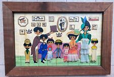 Vintage Mexican Folk Art Painting Family Scenes Portrait 3D Detailed Signed picture