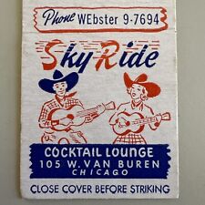Vintage 1950s Sky Ride Cocktail Lounge Chicago Matchbook Cover picture