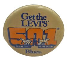 Vintage Levis 501 Get The Blues PIN BACK BUTTON Collectible Pinback Jeans  picture