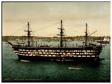 England. Plymouth. The Impregnable Training Ship.  Vintage Photochrome by P.Z, picture