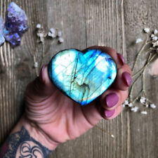 Natural Crystal Heart Moonstone Polished Labradorite Stone Healing Energy Reiki picture