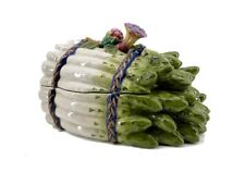 Large Majolica Ceramic Asparagus and Flower Tureen. Vintage. With lid. picture