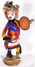 Vintage Native American Hopi Clown Signed Wood Carved Leather Kachina Doll 11
