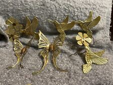 6 Vintage Wall Art Brass Copper Metal Hummingbirds Flowers Butterflies Gold Tone picture