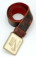 Vtg Nike Swoosh Solid Brass Leather Belt Buckle Sportswear 72 Orange Label RARE picture