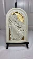 Madonna and Child Icon Arched Christ Jesus Virgin Mary in Gold Leaf Resin 11.25