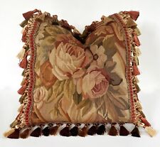 Antique 19th C. French Aubusson Tapestry Rose Floral 18