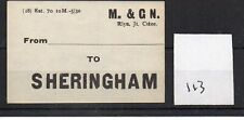 Midland & Gt. Northern Railway. Jt. M&GNR - Luggage Label (113) Sheringham  picture