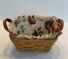 Vintage Handmade Longaberger Basket With Leather Handle's+Cotton Liner Floral picture