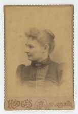 Antique Circa 1880s ID'd Cabinet Card Beautiful Profile Woman Hodges Sturgis, MI picture