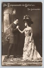 RPPC Temperaments of Love Man Holds Woman's Hand Studio VINTAGE Postcard picture