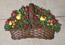 Vintage Homco Plastic Fruit Basket Wall Hanging Mid Century Modern Cottagecore picture