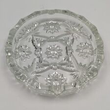 Vintage Italy Large Crystal Clear Cut Glass Cigar Cigarette Ashtray 7
