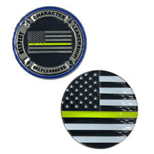 H-022 Thin Gold Line Back the Blue Core Values Challenge Coin Police Dispatcher picture