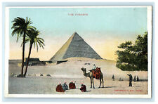 c1905s View of Man Riding Camel Near The Pyramid Egypt Foreign Postcard picture